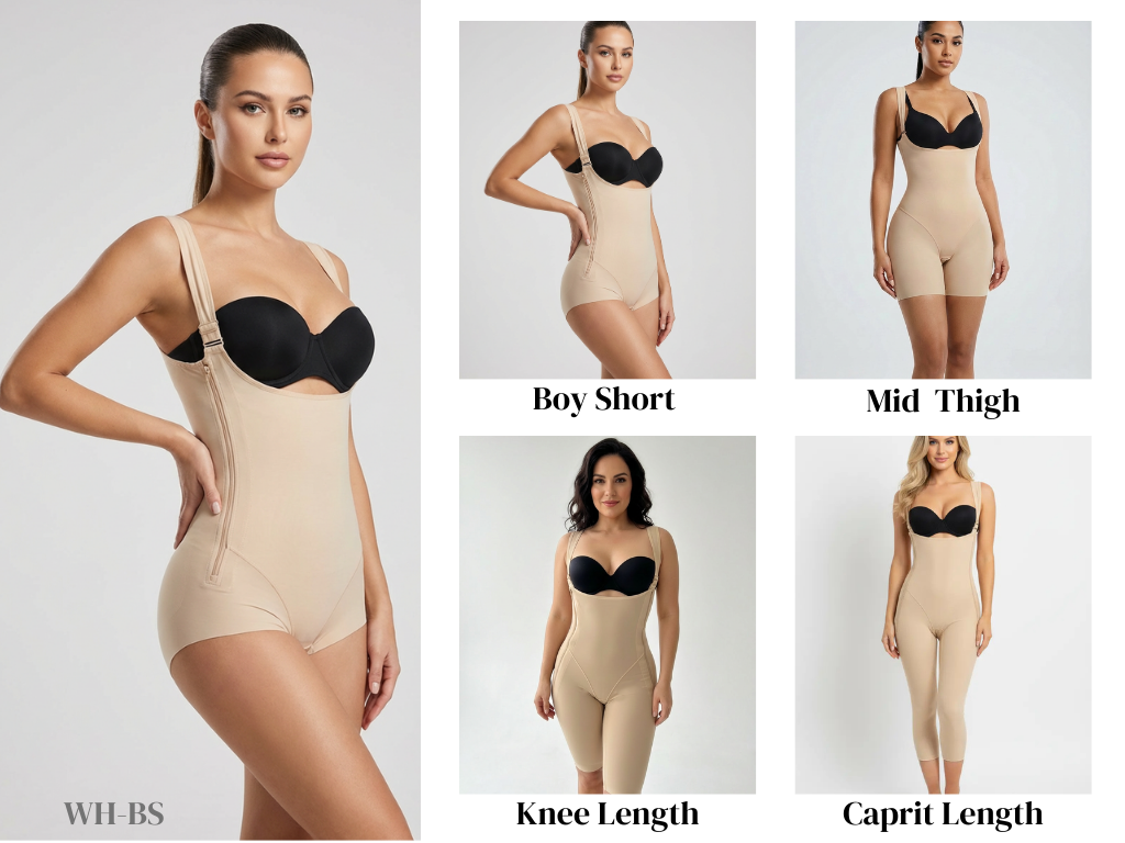 [WH1-BS-XXS-BGE-CB] STEP 1: Women's High Back Suit - WH1  (XXS, Boy Short Leg Length, Compression, No Drain Sites, Beige)