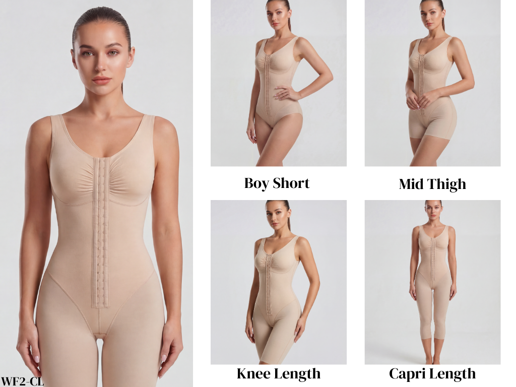 [WF2-BS-XXS-BGE-CB] Step 2: Women's Full Body Suit - WF2  (XXS, Boy Short Leg Length, Compression, No Drain Sites, BEIGE)