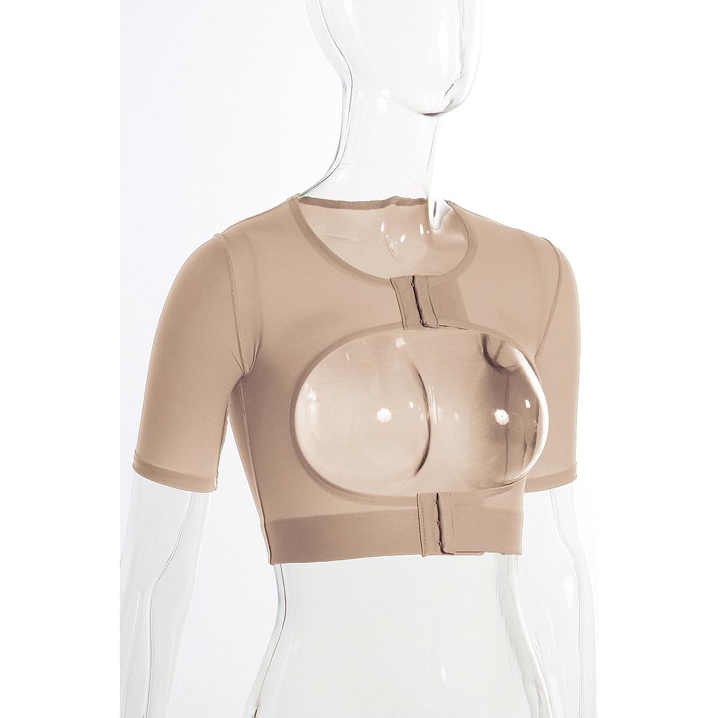 [WBAS] Women's Bolero Short Sleeves | Dual Fastener at Top and Bot - WBAS (XS, BEIGE)